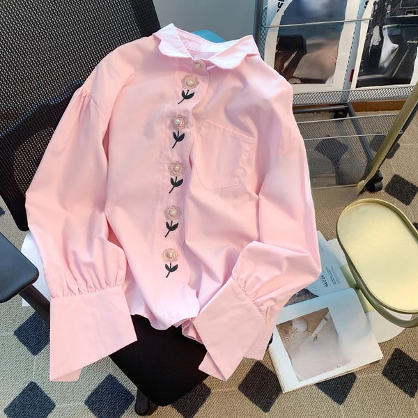 Rose Summer Oversized Shirt in Pink