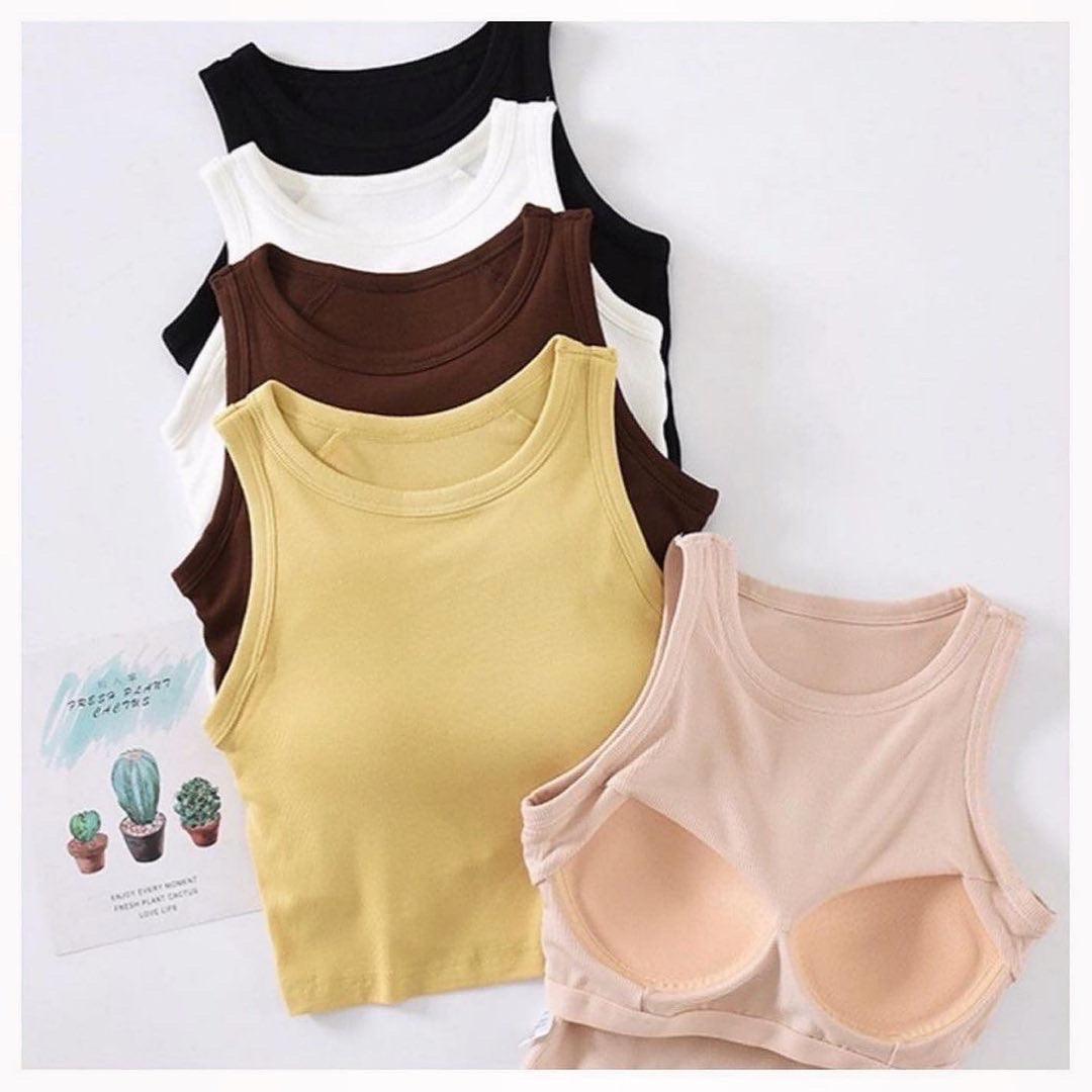 White Padded Singlet/ Singlet bra, Women's Fashion, Tops, Sleeveless on  Carousell