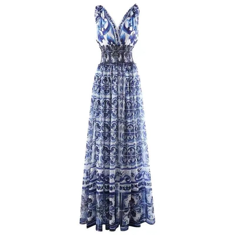 Wester Porcelain Print Maxi Dress - Alamode By Akanksha