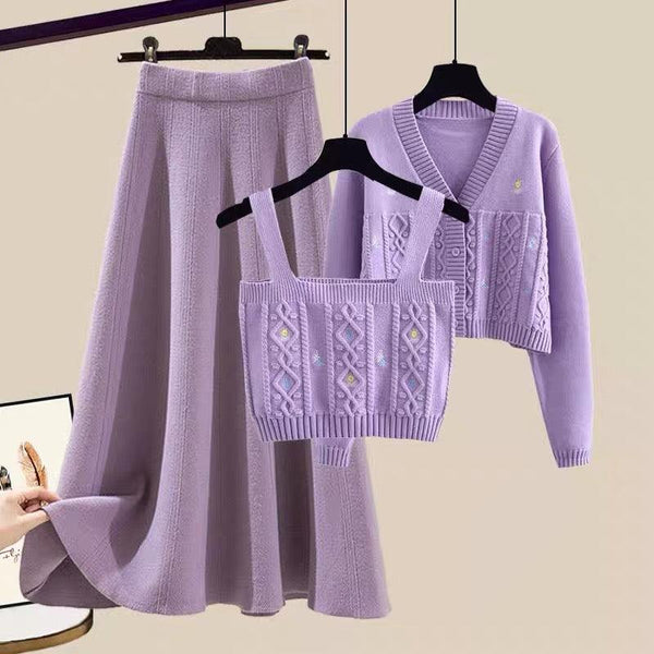 Lilac Mist Woolen 3 Pc Coord Set - Alamode By Akanksha