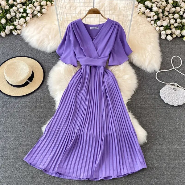 Terry Pleated Luxe Summer Dress