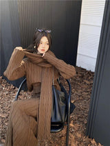 Tokyo Knitted 3PC Coord Set With Scarf- Luxe Collection - Alamode By Akanksha