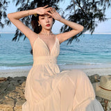 Pearl Boho Summer Maxi Dress in White - Alamode By Akanksha