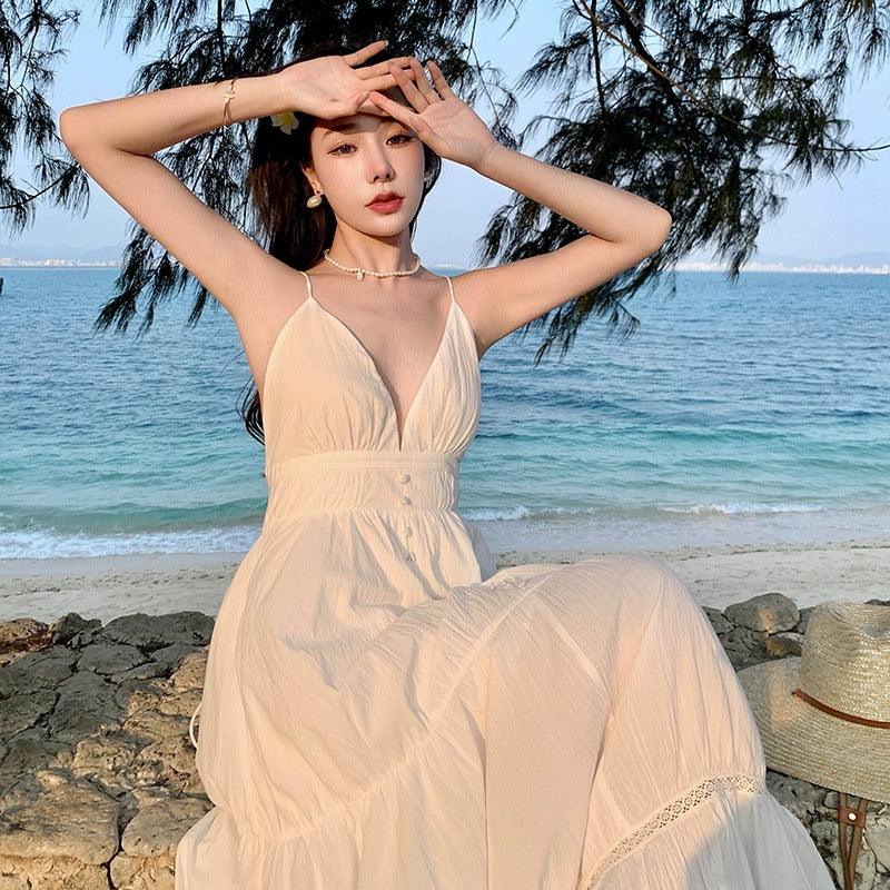 Pearl Boho Summer Maxi Dress in White - Alamode By Akanksha