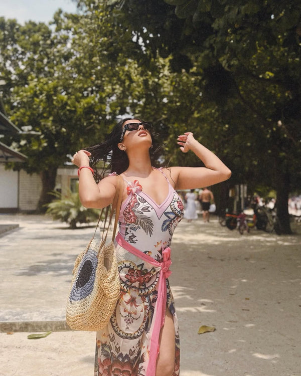 Jerry Blush Swimsuit with Sarong Skirt