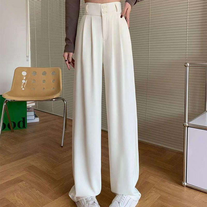 Amalthea Pants - High Waisted Jersey Rib Wide Leg Pants in Black | Showpo  USA