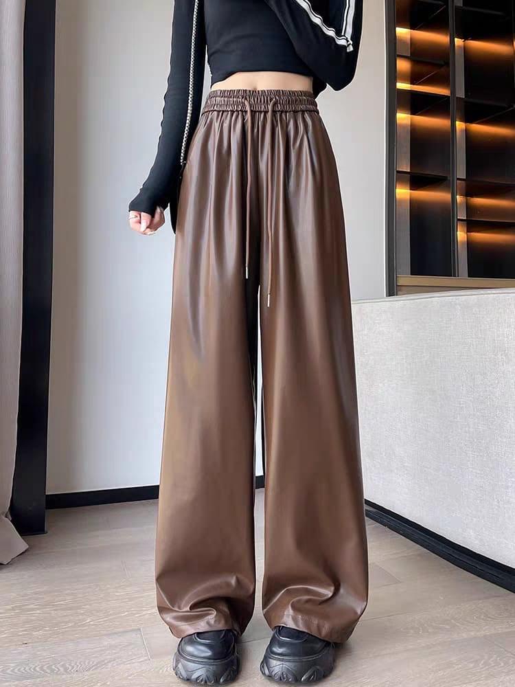 Kemberly Wide Leg Leather Pants - Alamode By Akanksha