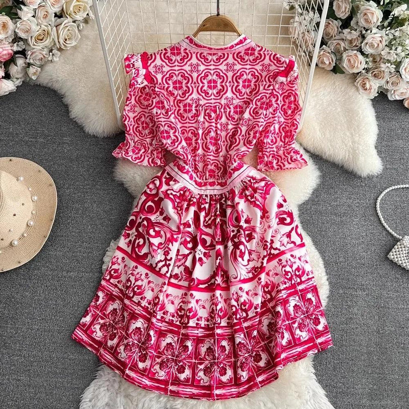 Bologna Porcelain Summer Vintage Dress - Alamode By Akanksha