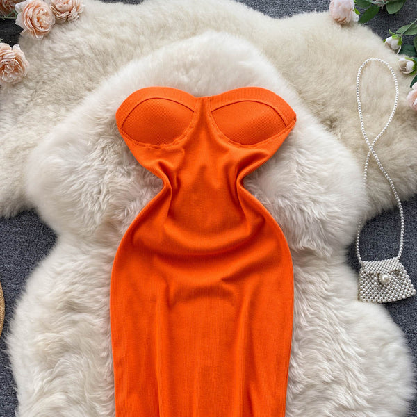 Suzie Tube Bodycon Dress In Orange
