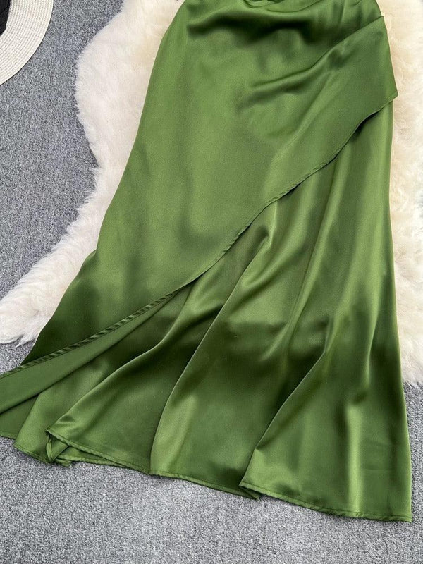 Olive Rosette Midi Dress