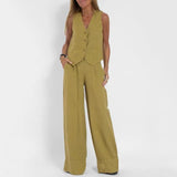 Laiden Statement Linen Vest Suit with Pants - Alamode By Akanksha