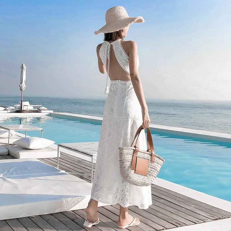 Rubecca Slit Maxi Dress in White - Alamode By Akanksha