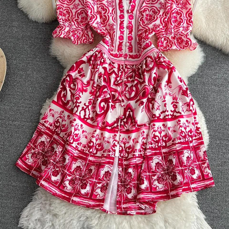 Bologna Porcelain Summer Vintage Dress - Alamode By Akanksha