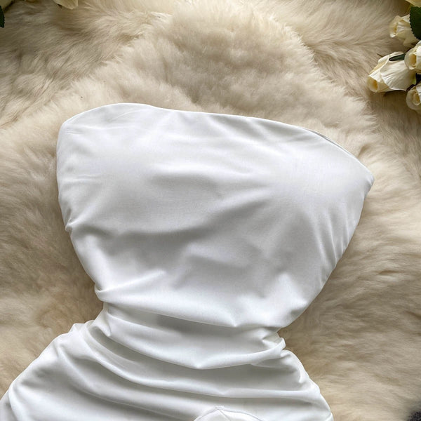 Sas bodycon rosette dress in white