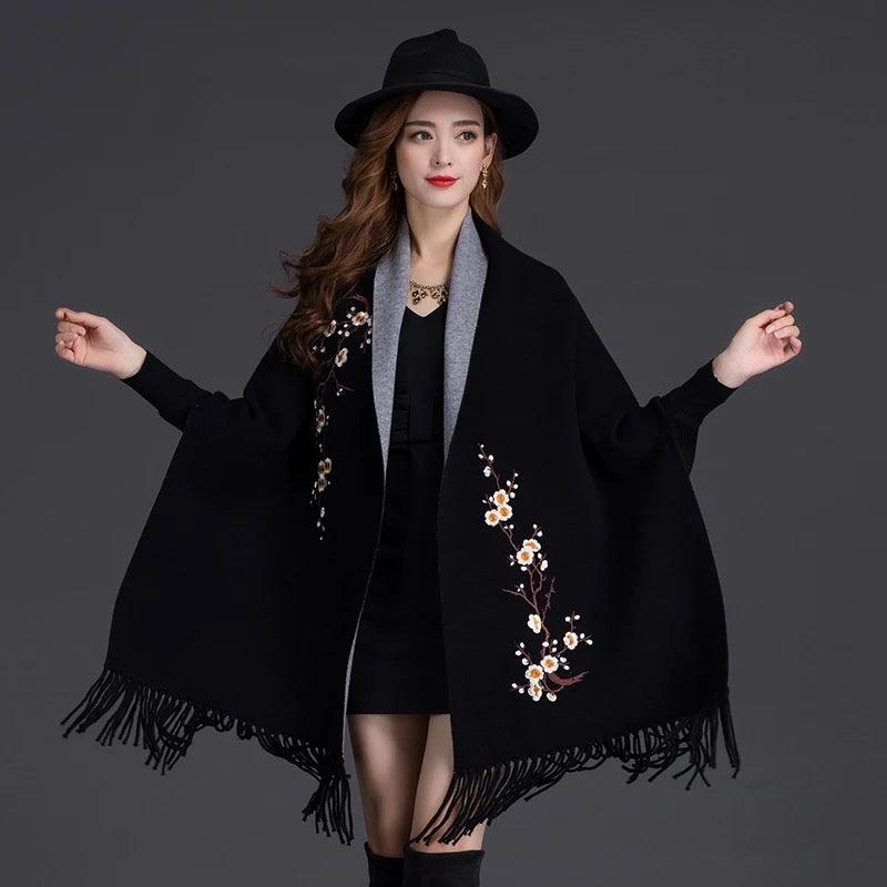 Sage Floral Embroidered Capes - Alamode By Akanksha