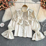 Kale Ruffled Satin Blouse - Alamode By Akanksha
