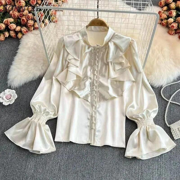 Kale Ruffled Satin Blouse - Alamode By Akanksha