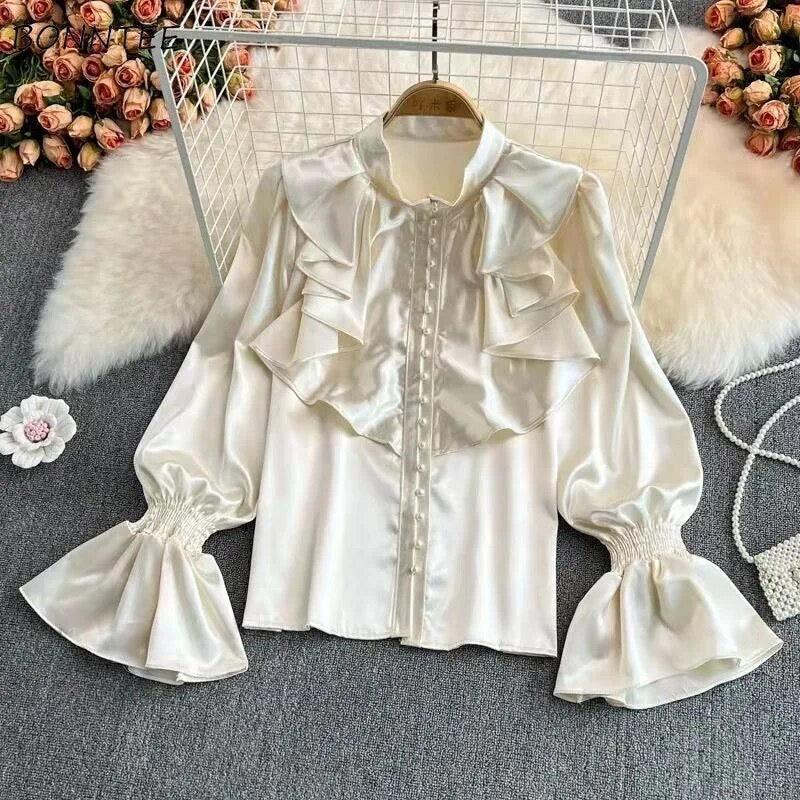 Kale Ruffled Satin Blouse - Alamode By Akanksha