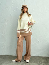 Ariana Striped Premium Winter Coord Set - Tracksuit