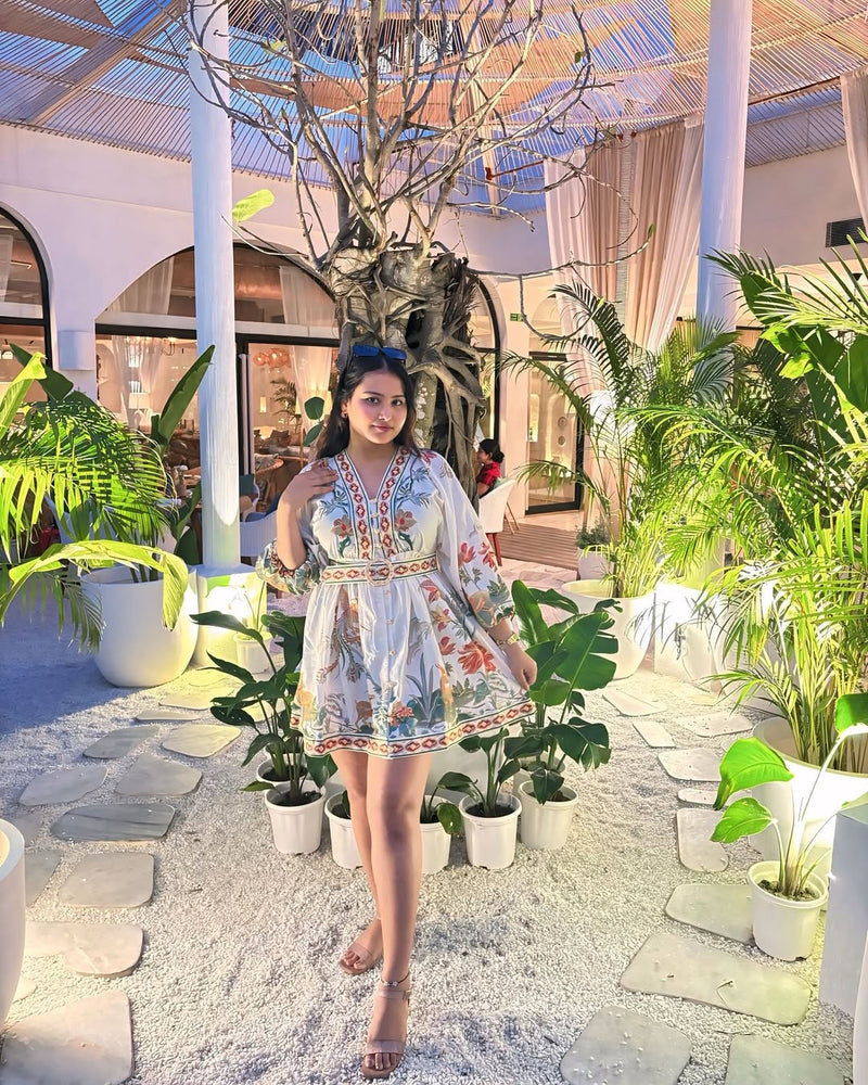 Tropical Vintage Dress with Belt