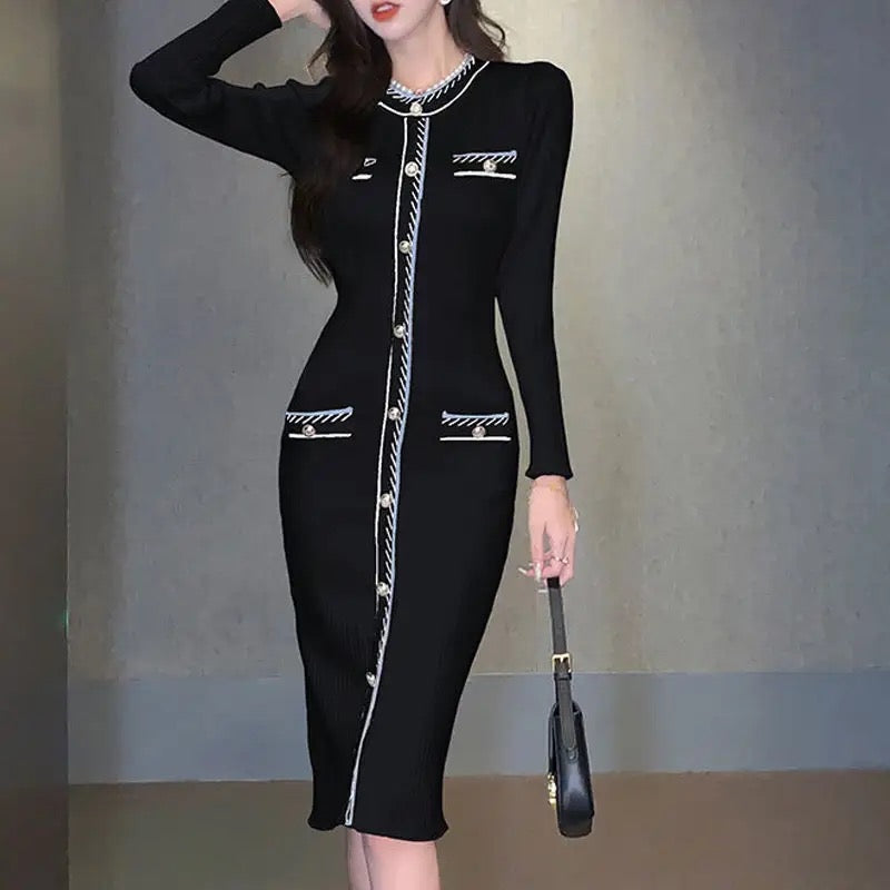 Buy Reller Vintage Woolen Bodycon Dress for Women Online in India on a la mode Beige / S