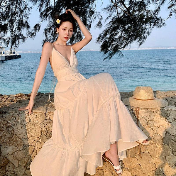 Pearl Boho Summer Maxi Dress in White - Alamode By Akanksha