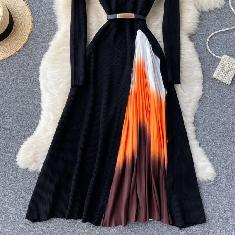 Tiana Pleated Woolen Dress