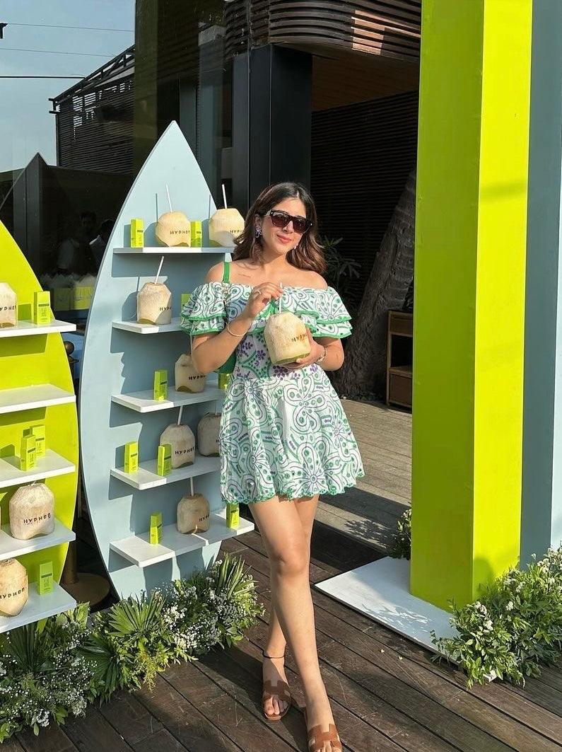 Venice Luxe Summer Dress in Green - Alamode By Akanksha