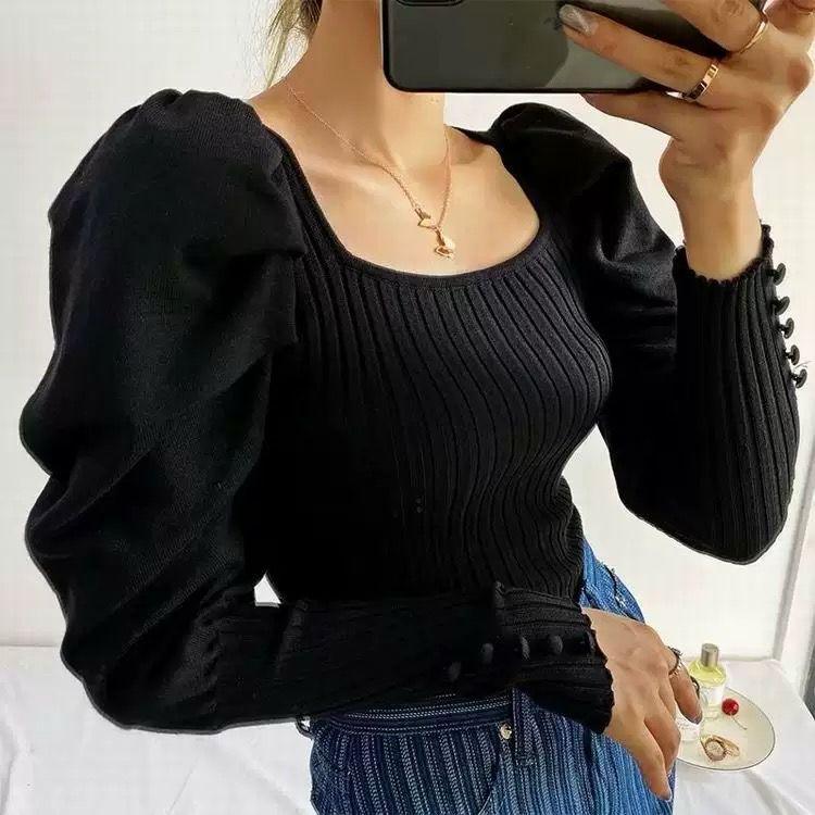 Harriet Ribbed Puffed Sleeve Bodysuit - Alamode By Akanksha