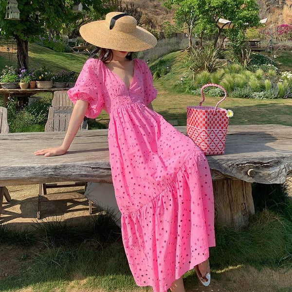 Nelly Summer Maxi Dress in Pink - Alamode By Akanksha