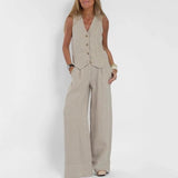 Laiden Statement Linen Vest Suit with Pants - Alamode By Akanksha