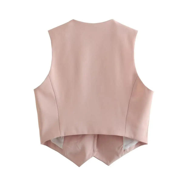 Helen Statement Vest Tops in Peach