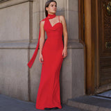 Saddle Statement Bodycon Dress With Attached Scarf