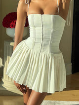 Mary Pleated Summer Dress in White - Alamode By Akanksha