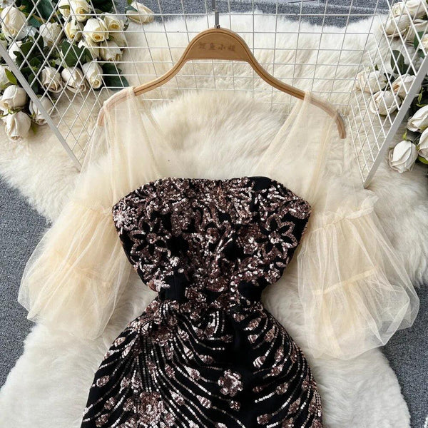 Jovani 26197 Long Prom Dress Fitted High Neck Sequin High Slit Train F –  Glass Slipper Formals