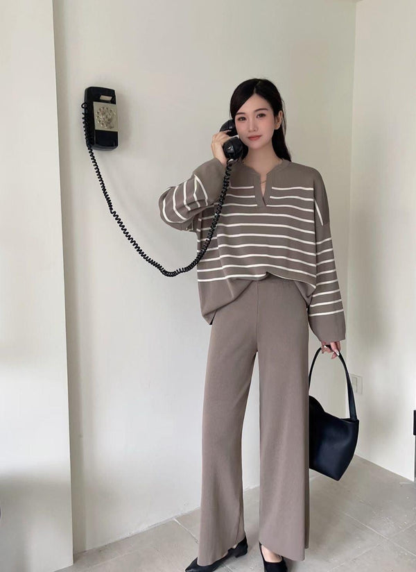 Rachel Striped Woolen Coord Set - Alamode By Akanksha