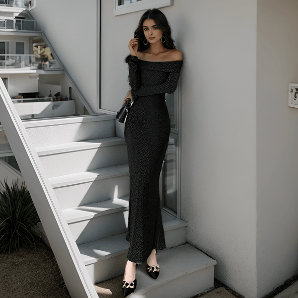 Chicca Off Shoulder Bodycon Evening Dress