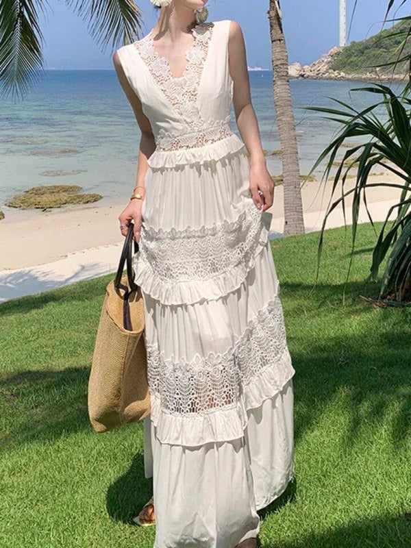 Raina Maxi Dress in White - Alamode By Akanksha