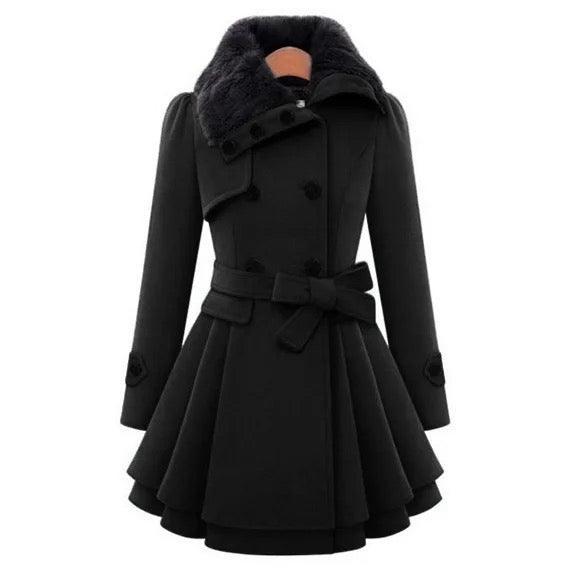 Buy Terra Fur Detailed Double Breasted Overcoat for Women Online in ...