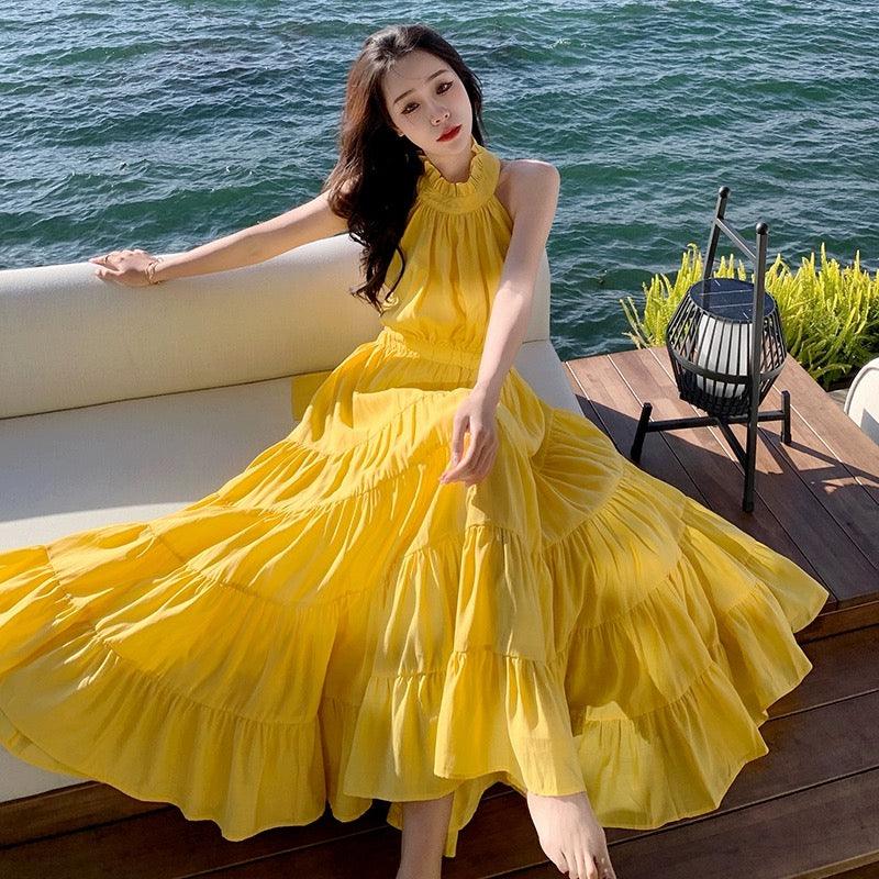 Saz Summer Maxi Dress in Yellow - Alamode By Akanksha