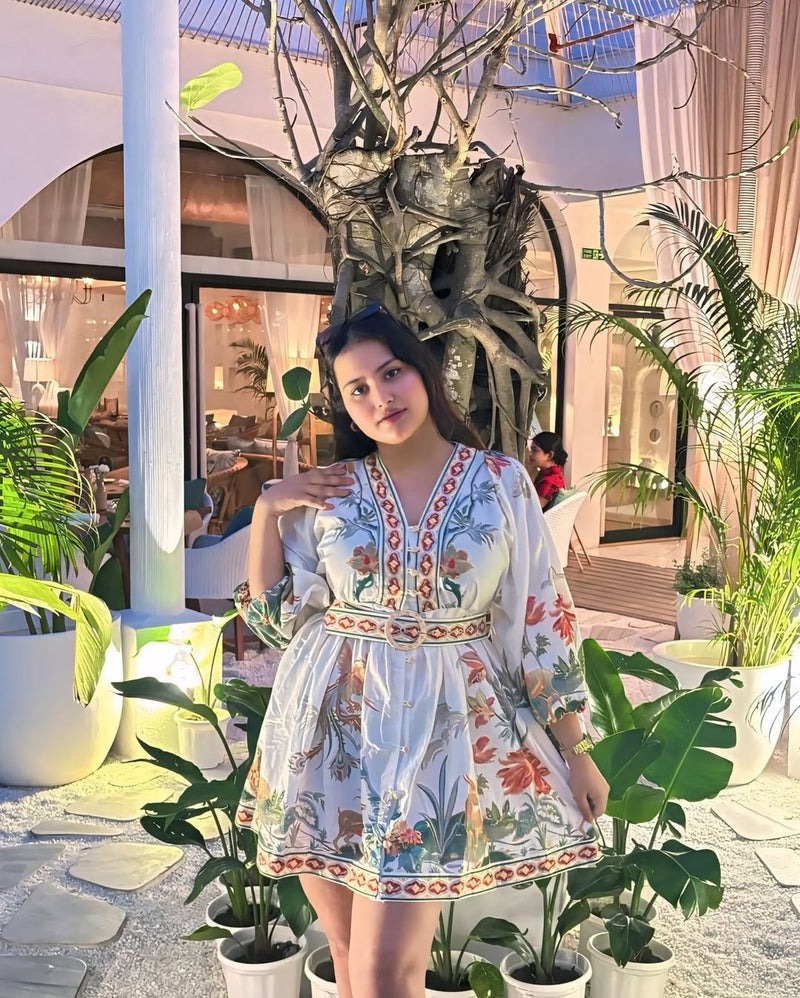 Tropical Vintage Dress with Belt