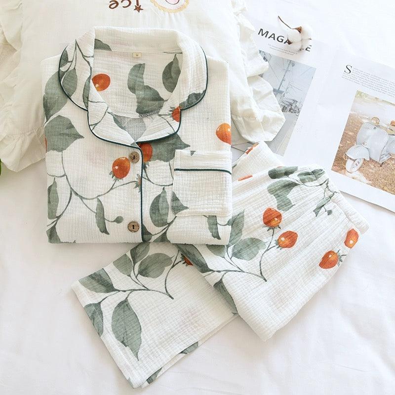 Peaches Cotton Crepe Nightsuit - Alamode By Akanksha