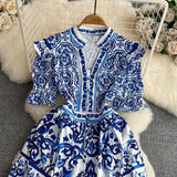 Bologna Porcelain Summer Vintage Dress - Alamode By Akanksha