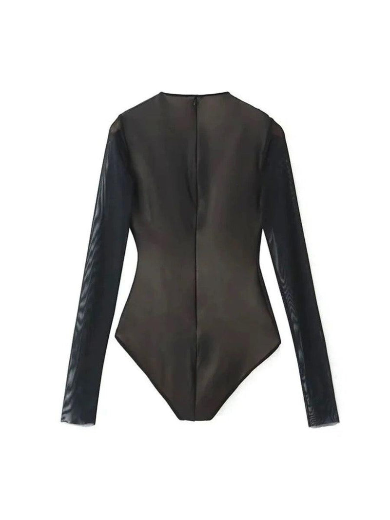 Reva Ruched Bodysuit in Black - Alamode By Akanksha