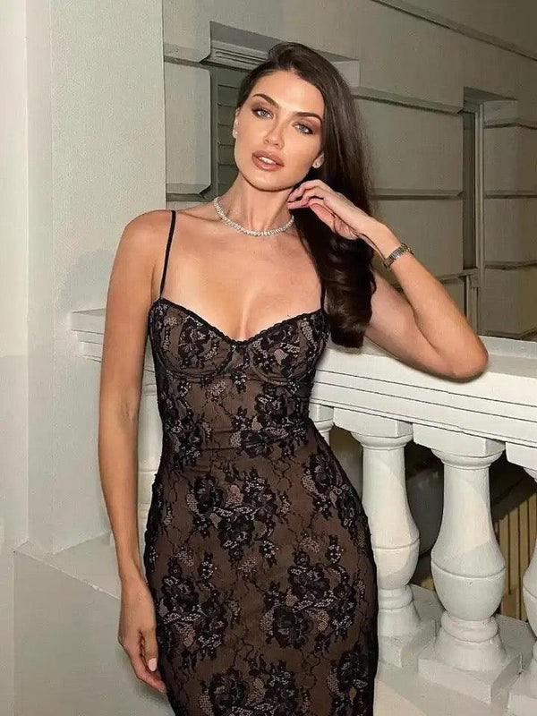 Cellar Lace Midi Dress in Black - Alamode By Akanksha