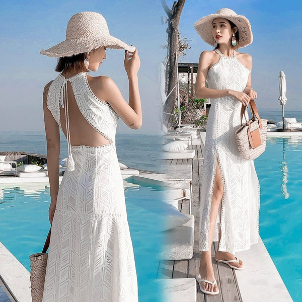 Rubecca Slit Maxi Dress in White