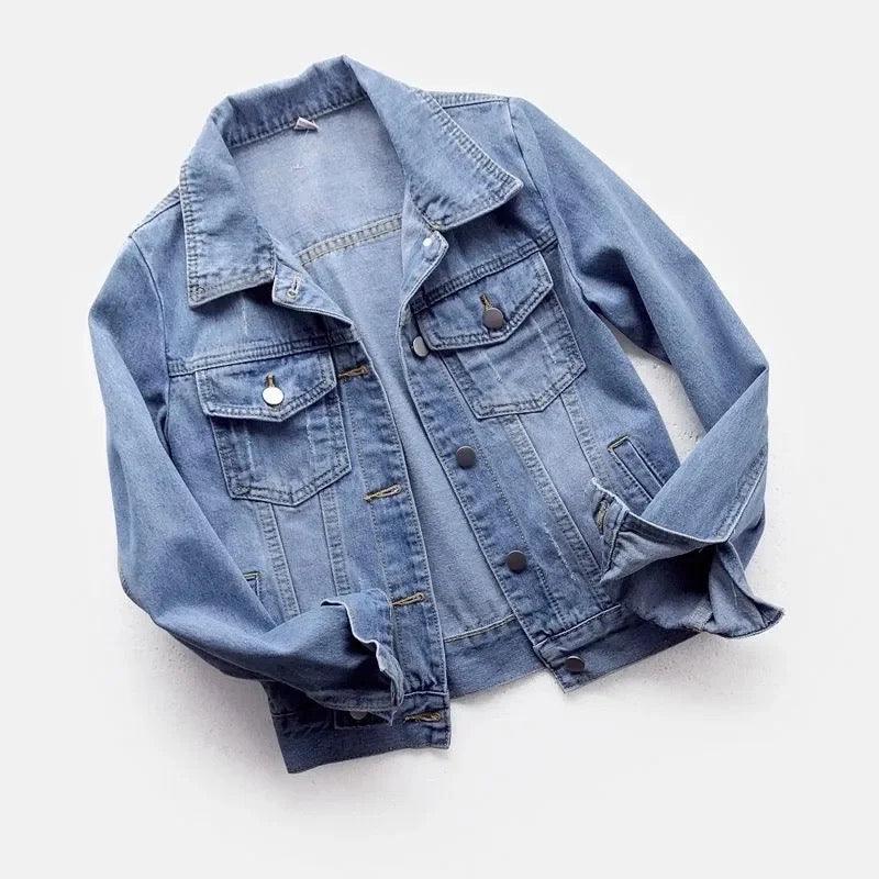 Buy Women's Short Denim Jacket Round Neck Denim Three Quarter Sleeves Light  Blue Jacket (Light Blue, M) at Amazon.in