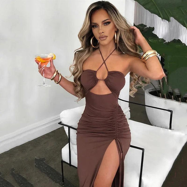 Delsa Strappy Midi Slit Dress - Alamode By Akanksha