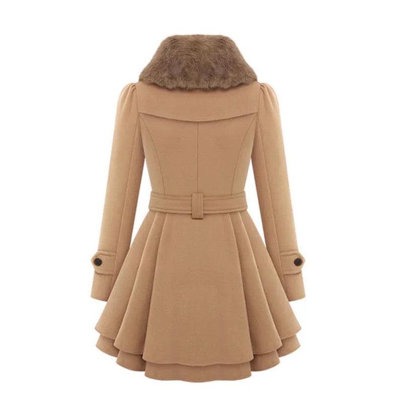 Buy Terra Fur Detailed Double Breasted Overcoat for Women Online in ...