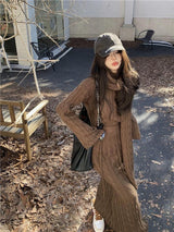 Tokyo Knitted 3PC Coord Set With Scarf- Luxe Collection - Alamode By Akanksha
